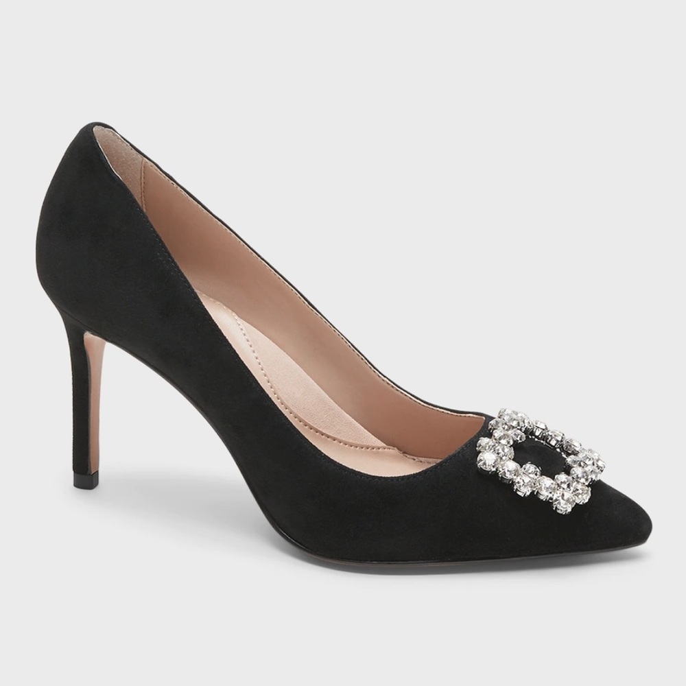 NWT Banana Republic Madison 12 Hour Pumps - Suede with Crystal Buckle